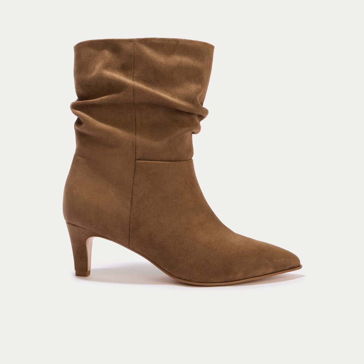 Bottines aspect daim camel femme