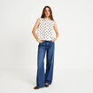 Blouse ample sans manches dos d&eacute;collet&eacute; blanc femme