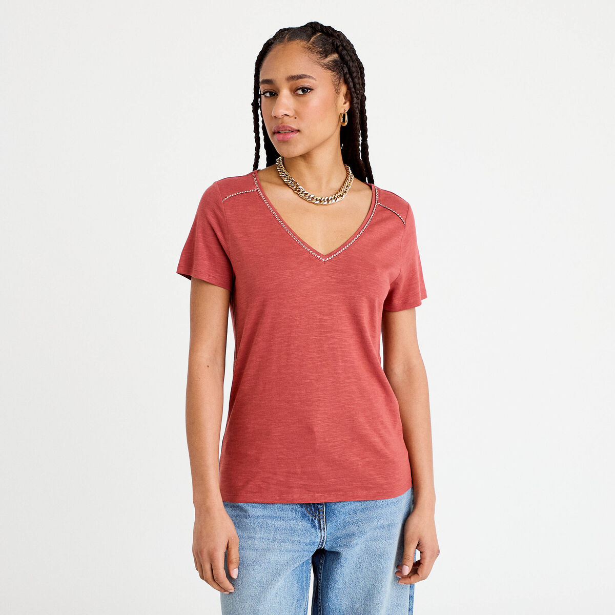 T-shirt manches courtes vieux rose femme