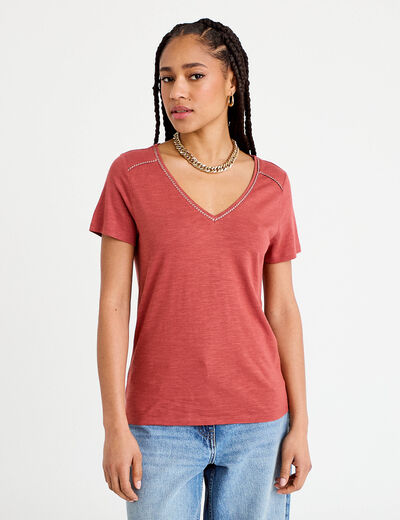 T-shirt manches courtes vieux rose femme