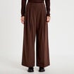 Pantalon large &agrave; pinces marron femme