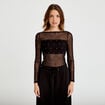 Body ajust&eacute; manches longues col bateau noir femme