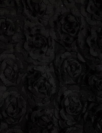 Robe droite motif floral en relief noir femme