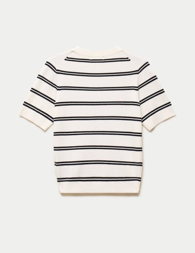 Pull ajust&eacute; court manches courtes blanc femme