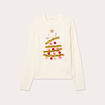 Pull pompons et guirlandes ecru femme