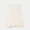 Blouse cintr&eacute;e sans manches col v ecru femme