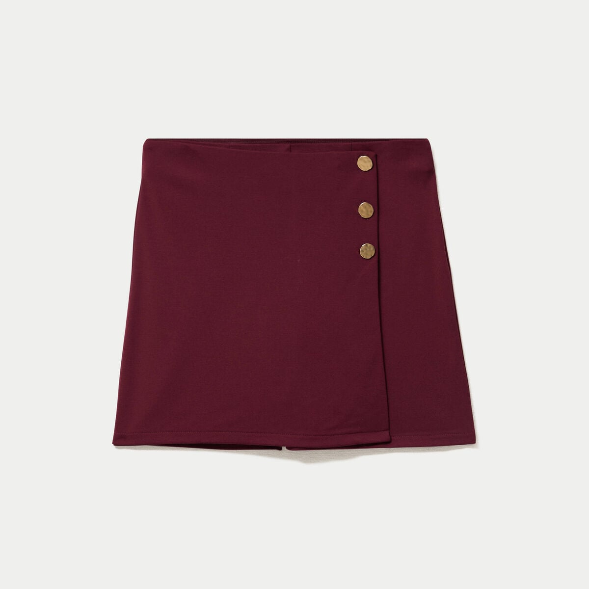 Jupe-short trap&egrave;ze en maille bordeaux femme