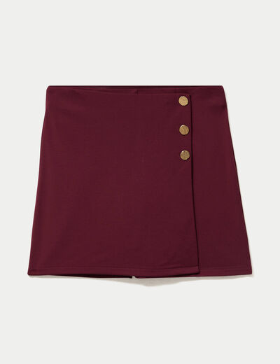 Jupe-short trap&egrave;ze en maille bordeaux femme