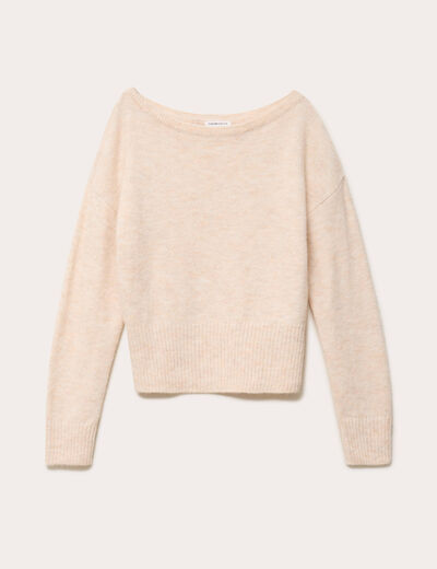 Pull col bateau beige femme
