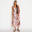Robe longue &eacute;vas&eacute;e col v bretelles blanc femme