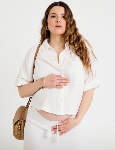 Chemise manches 3/4 ecru femme