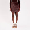 Jupe droite fausse fourrure marron fonc&eacute; femme