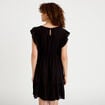 Robe &eacute;vas&eacute;e cr&ecirc;pe col v manches courtes noir femme