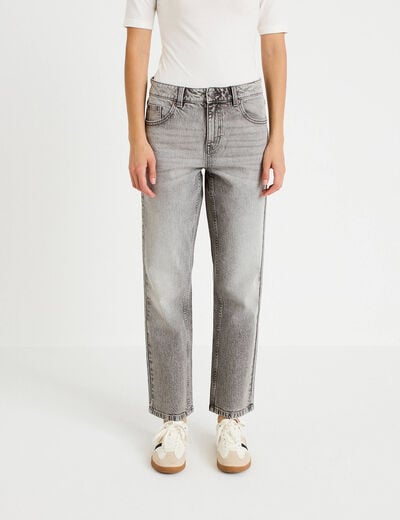 Jean droit taille standard denim gris femme