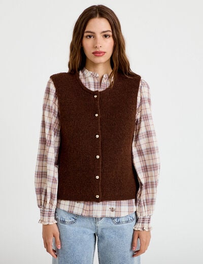 Gilet sans manches marron fonc&eacute; femme