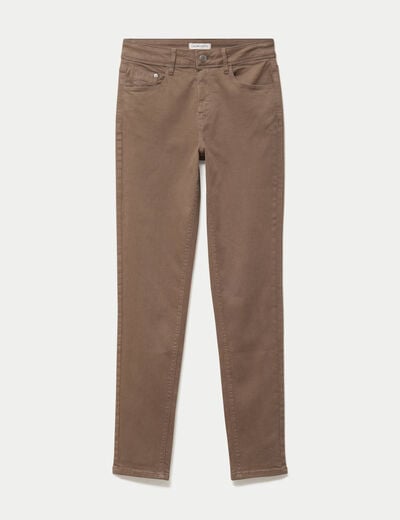 Jeans slim 5 poches taupe femme