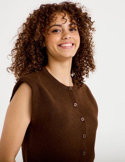 Gilet sans manches marron fonc&eacute; femme