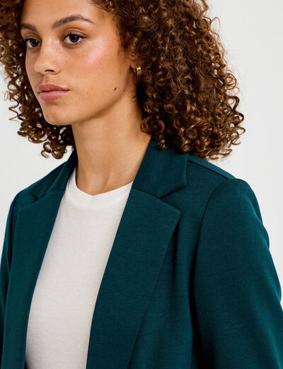 Veste blazer cintr&eacute;e vert fonc&eacute; femme