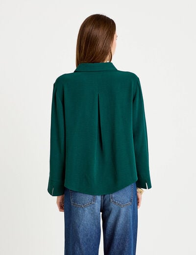 Blouse manches longues vert fonc&eacute; femme