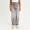 Jeans droit 5 poches denim gris femme