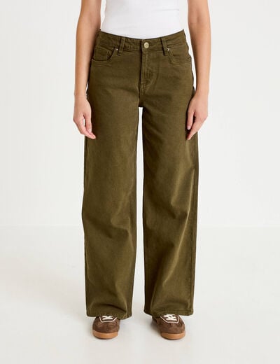 Jean bootcut en velours vert kaki femme