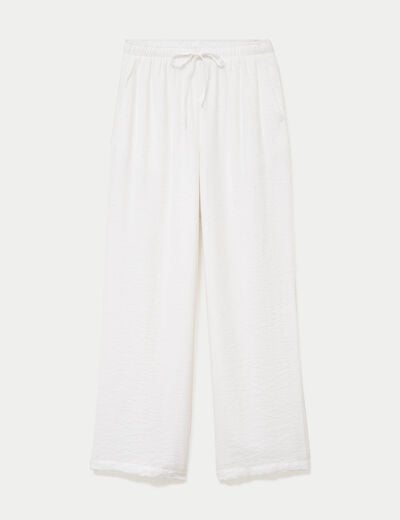 Pantalon bootcut taille standard ecru femme