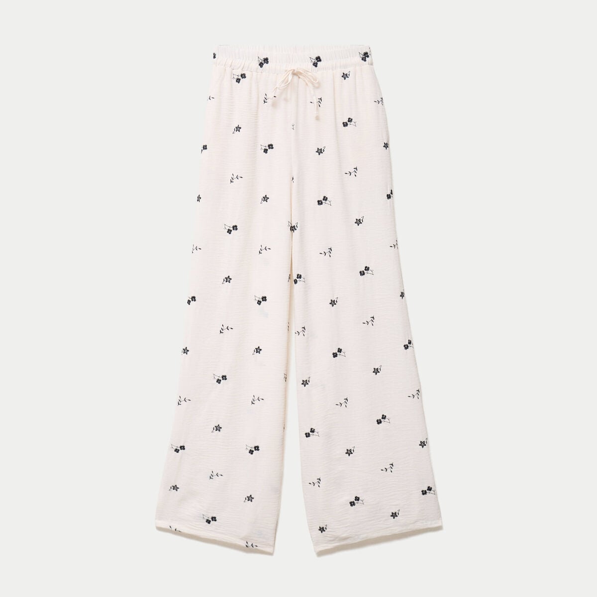 Pantalon bootcut brod&eacute; taille standard blanc femme