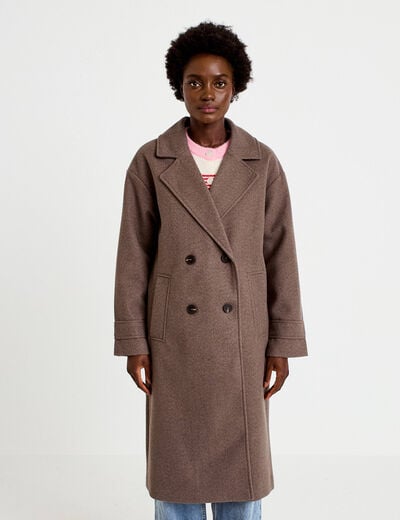 Manteau oversize manches longues taupe femme