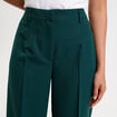 Pantalon large taille haute vert fonc&eacute; femme