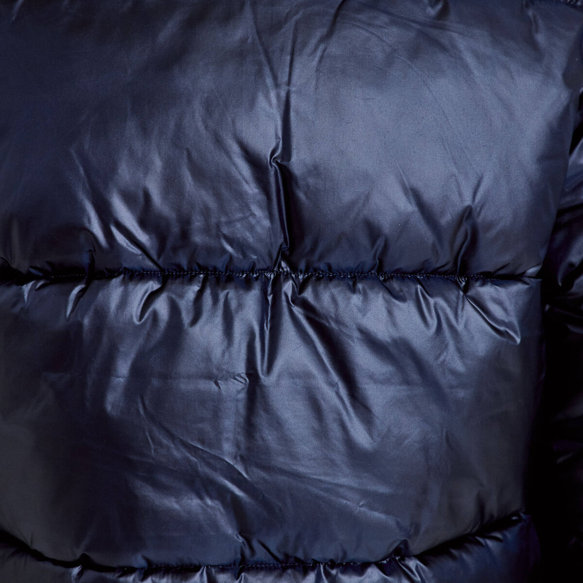 Doudoune col montant bas resserr&eacute; bleu marine femme