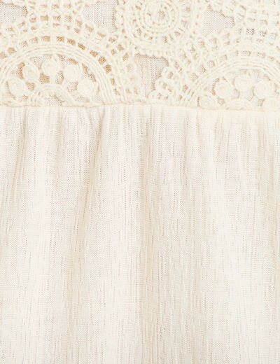 D&eacute;bardeur bi-mati&egrave;re macram&eacute; ecru femme
