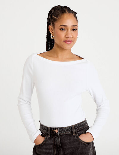 T-shirt Manches Longues Femme - Col Rond Ajusté - Matière Soie De Lait - Basique Chic Pour Automne/hiver