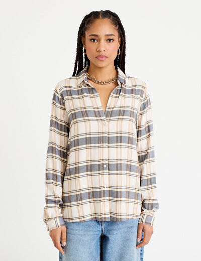 Chemise manches longues bleu femme