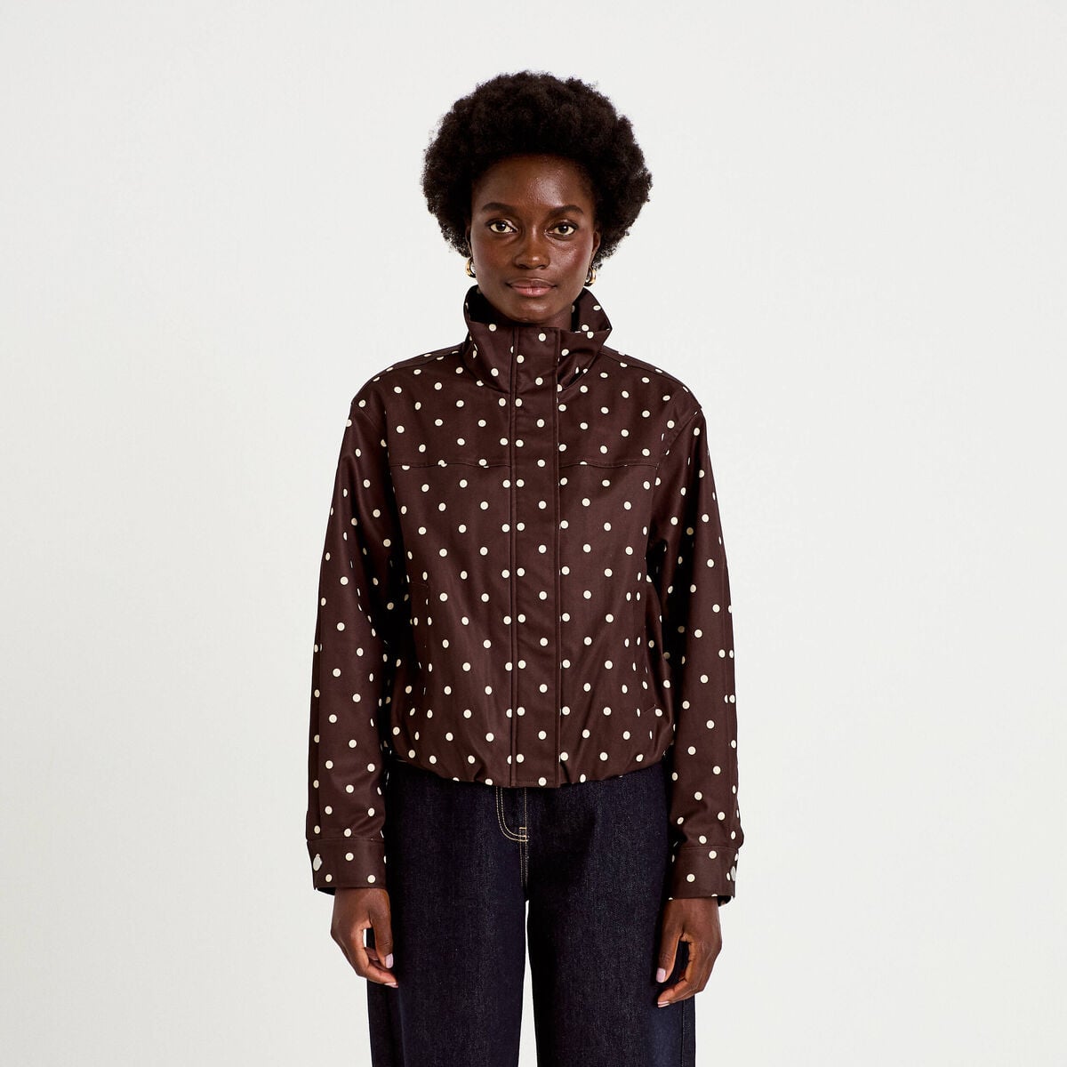 Veste oversize manches longues marron chocolat femme