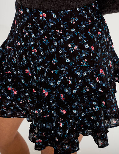Jupe &agrave; volants noir femme