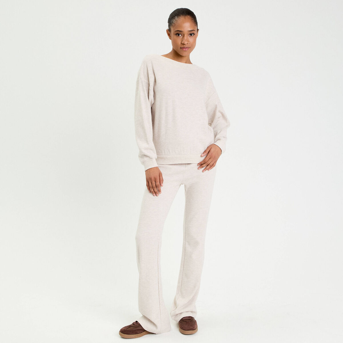 Pantalon bootcut taille standard sable femme
