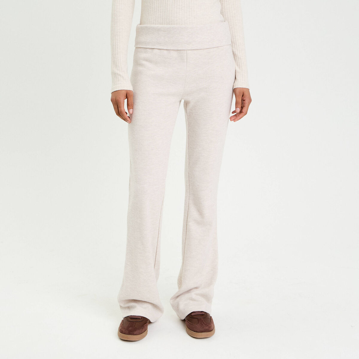 Pantalon bootcut taille standard sable femme