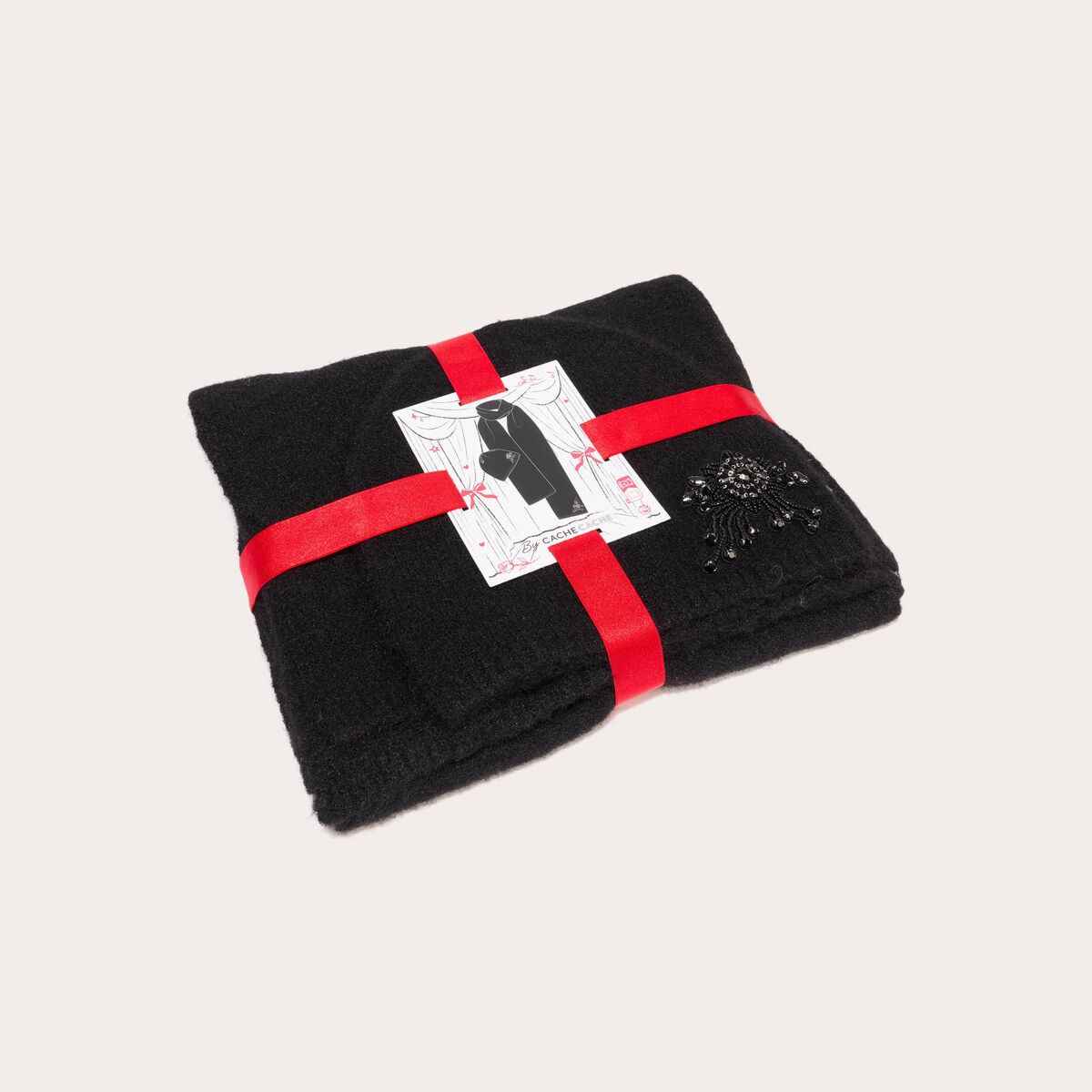 Ensemble bonnet et &eacute;charpe pr&ecirc;t &agrave; offrir noir femme