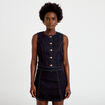 Jupe-short trap&egrave;ze en jean denim brut femme