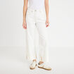 Jeans droit &agrave; revers denim blanc femme