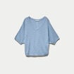 Pull ajour&eacute; col v manches courtes bleu ciel femme