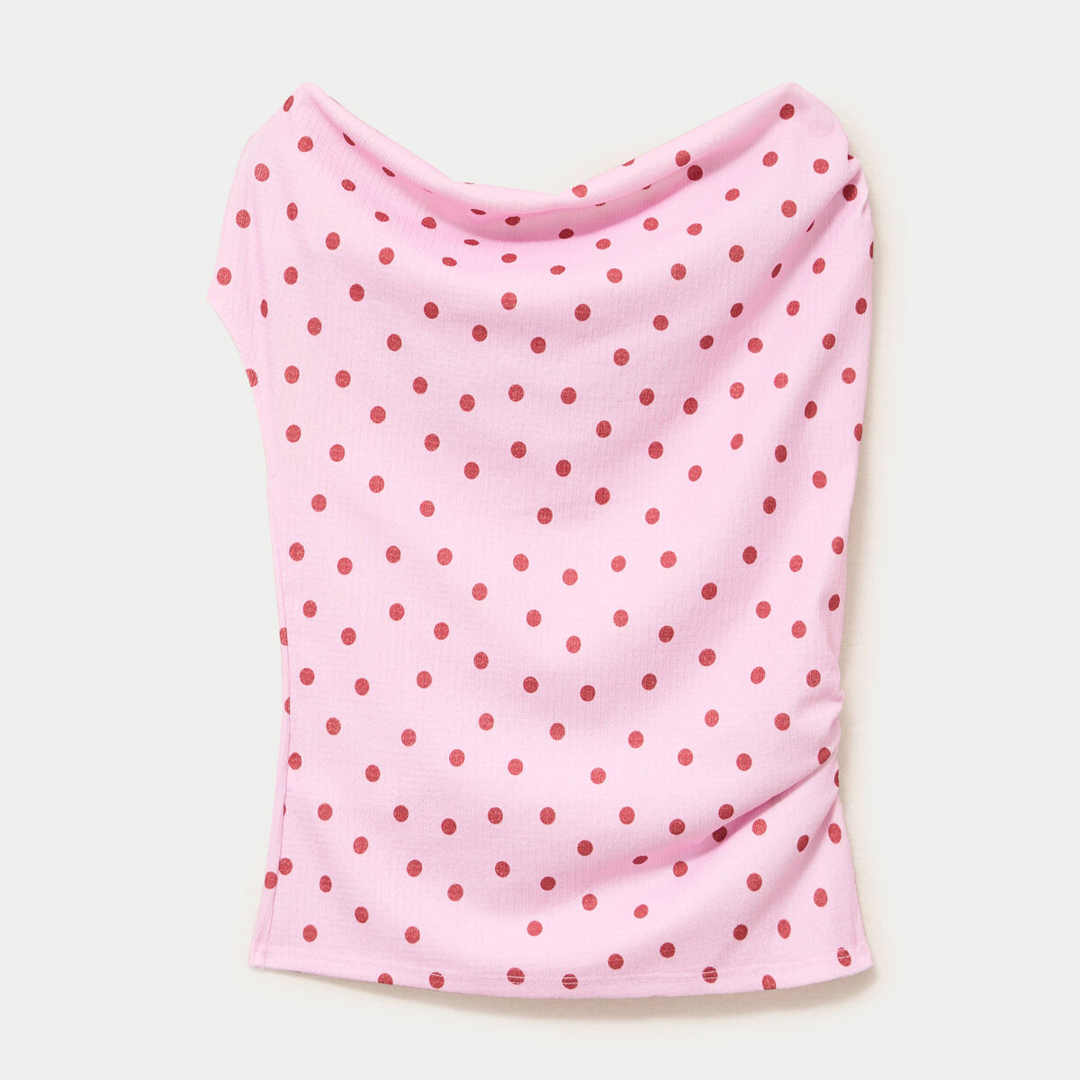 Top pliss&eacute; col bardot sans manches rose clair femme