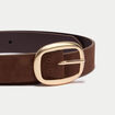 Ceinture large aspect daim marron fonc&eacute; femme