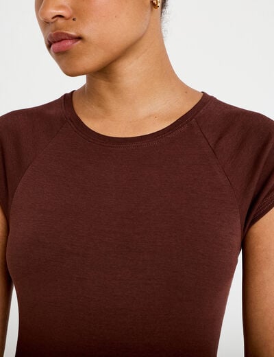 T-shirt manches courtes marron femme