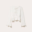 Blouse col rond manches longues ecru femme