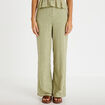 Pantalon large taille haute vert kaki femme