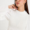 Blouse p&eacute;plum manches longues pliss&eacute;e ecru femme