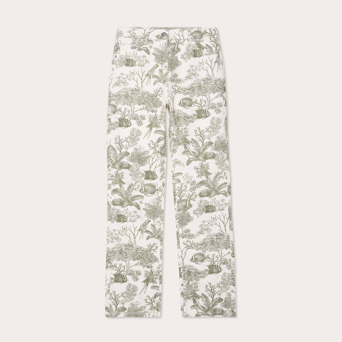 Jean droit taille haute blanc femme