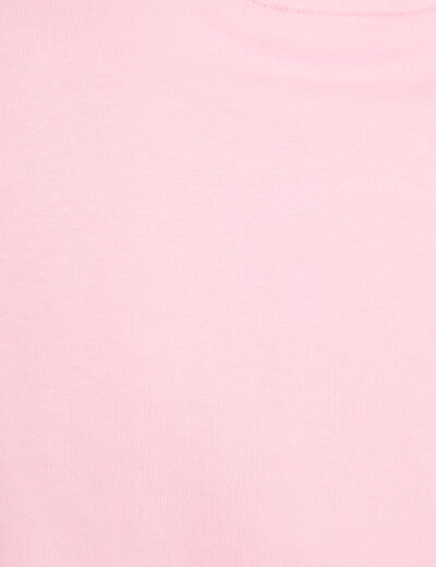 T-shirt col rond manches courtes rose corail femme