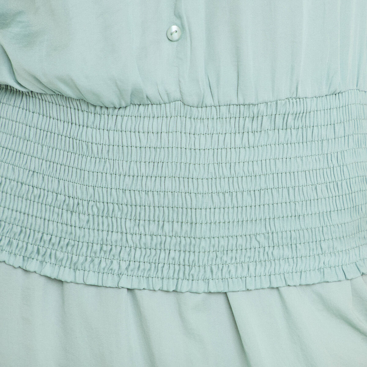 Blouse cintr&eacute;e col v manches courtes vert pastel femme